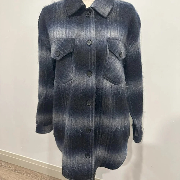 RDI Plaid Jacket Shirt Heavy Shacket Button Front Pockets Womens Small Oversized - Picture 2 of 6